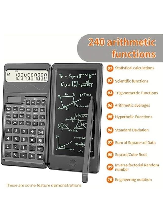 Scientific Calculators with Notepad  Drawing Pen, Dual Energy Solar Calculator Small, 10-Digit LCD Screen, Desktop Basic Calculator for Office, Middle, High School  College Students, Black - Image 4